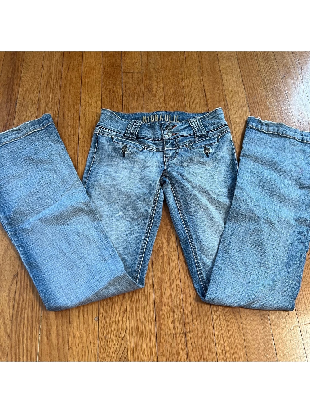 Vintage Y2K Hydraulic Low Rise Flare Jeans with button details